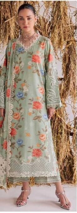 Grace Collection 13 4 SIDE LINEN DUPATTA LACE DIGITAL PRINT AIRJET LINEN AJ-7281