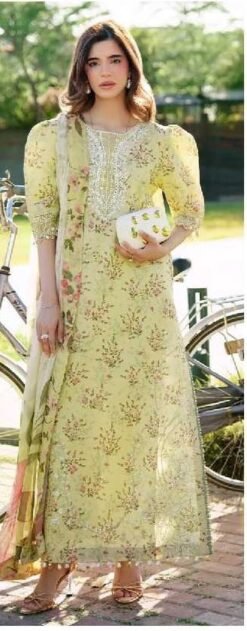 4 SIDE LINEN DUPATTA LACE DIGITAL PRINT AIRJET LINEN IZ-7275