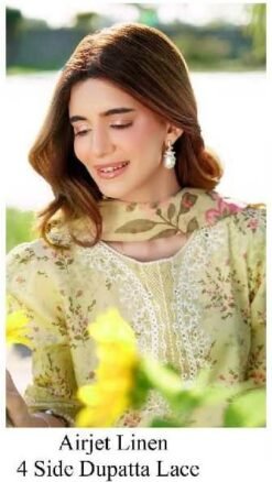 IZEL 4 SIDE LINEN DUPATTA LACE DIGITAL PRINT AIRJET LINEN IZ-7275 2 12 3