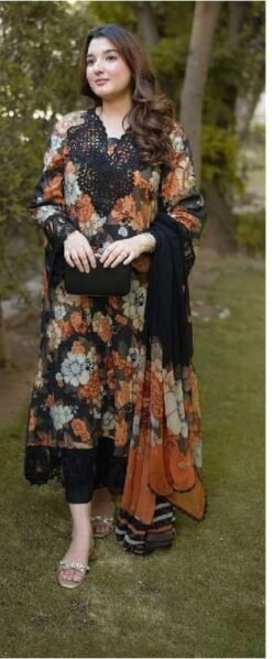 4 SIDE LINEN DUPATTA LACE DIGITAL PRINT AIRJET LINEN AN-7278