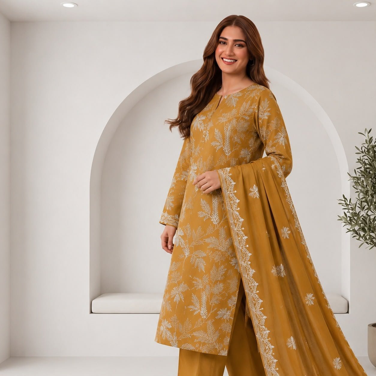 2 Premium Airjet Dhanak With EMBROIDERY Dhanak Shawl BAREEZE 1298