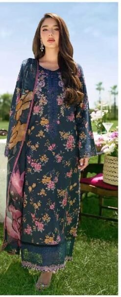 4 SIDE LINEN DUPATTA LACE DIGITAL PRINT AIRJET LINEN LN-7273