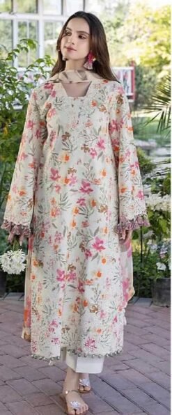 4 SIDE LINEN DUPATTA LACE DIGITAL PRINT AIRJET LINEN CN-7279