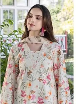 CRIMSON 4 SIDE LINEN DUPATTA LACE DIGITAL PRINT AIRJET LINEN CN-7279 2 6 13