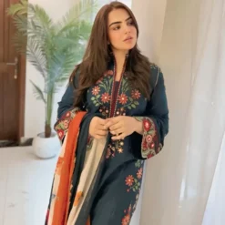 Hussain Rehar 3Pcs Embroidered Dhanak Collection 2026 HR-1396