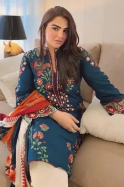 Hussain Rehar 3Pcs Embroidered Dhanak Collection 2026 HR-1396