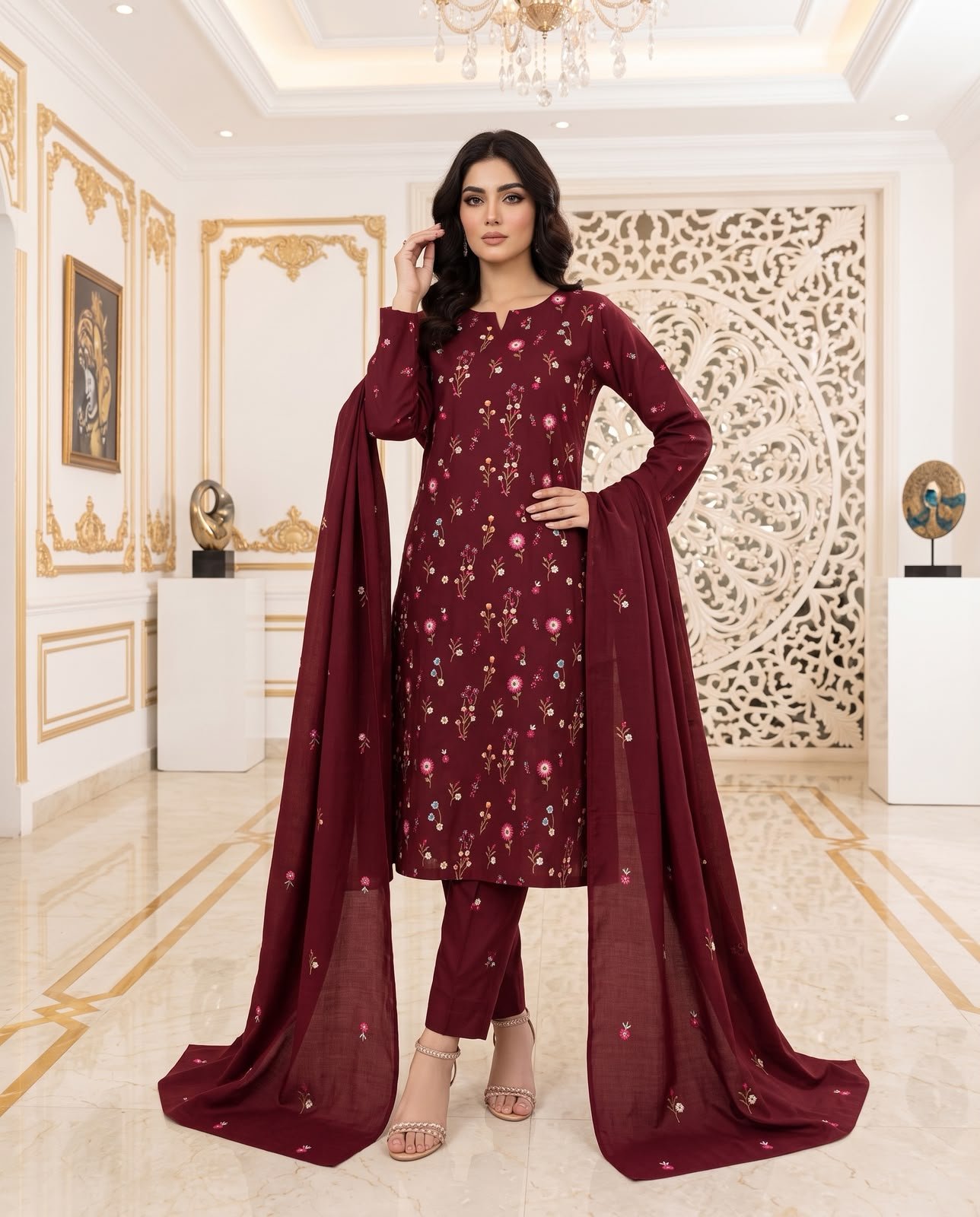 85d6d56f-3547-4717-8f39-a8cbeca928de Premium Airjet Dhanak With EMBROIDERY Dhanak Shawl