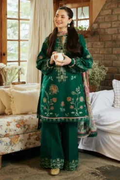 Zara Shahjahan 3pcs Unstitched Embroidered Dhanak Suit