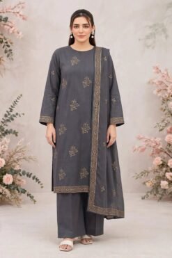 BAREEZE Premium Airjet Dhanak With EMBROIDERY 4 side Ready to Wear Dhanak Shawl BZ-1990